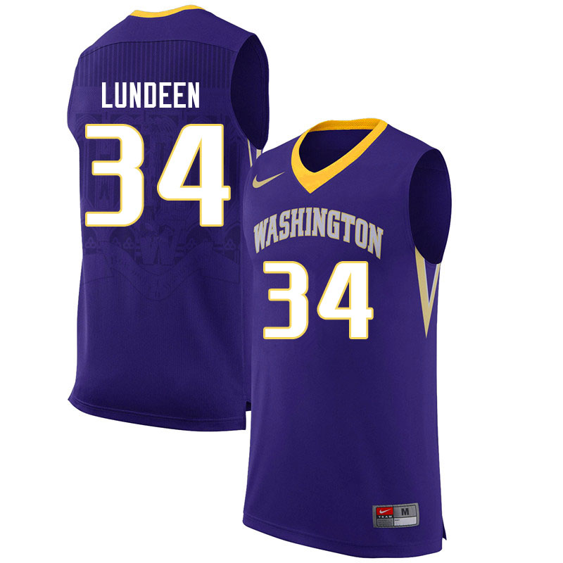 Men #34 Regan Lundeen Washington Huskies College Basketball Jerseys Sale-Purple